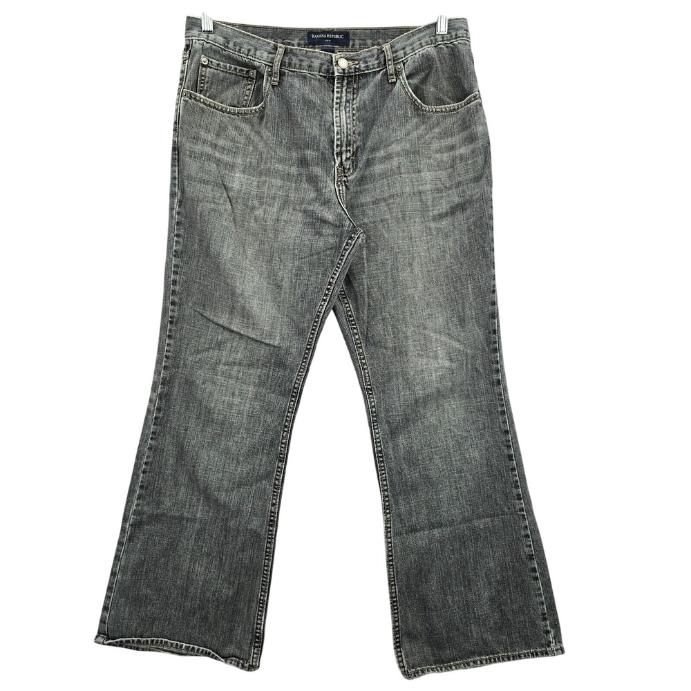 Banana Republic Gray Straight Denim Jeans Pants Vintage Distressed Cotton 36x30
